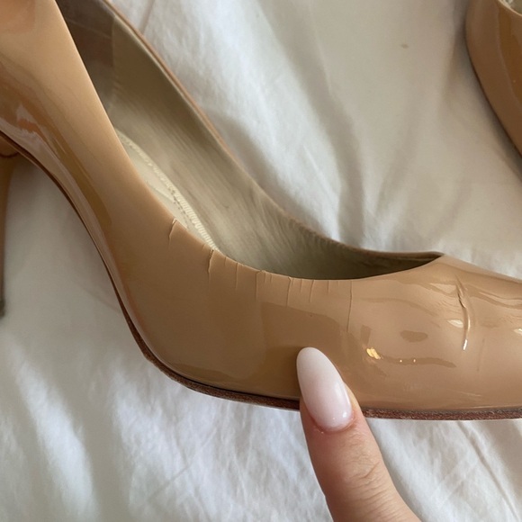 Brian Atwood- Nude Patent Leather Pump Heels - Picture 3 of 7